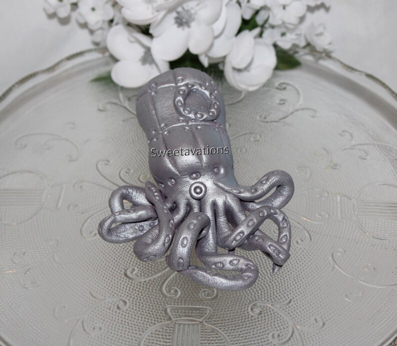 Fondant Octopus Cake Topper Octopus Topper Steampunk Topper Steampunk Octopus Steampunk Cake Victorian Cake Steampunk Birthday image 2