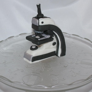 Fondant Microscope Cake Topper - Medical Cake Topper - Microscope Cake Decoration - Science Cake Topper - Science Graduation - Biology Cake