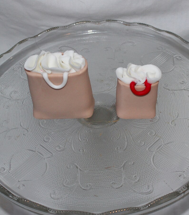 Fondant Shopping Bag Cake Topper Shopping Theme Fondant Etsy