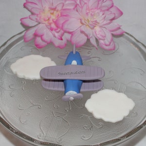 Fondant Biplane Cake Topper - Fondant Airplane - Airplane Topper - Airplane Cake - Airplane Theme - Biplane Topper - Pilot Birthday