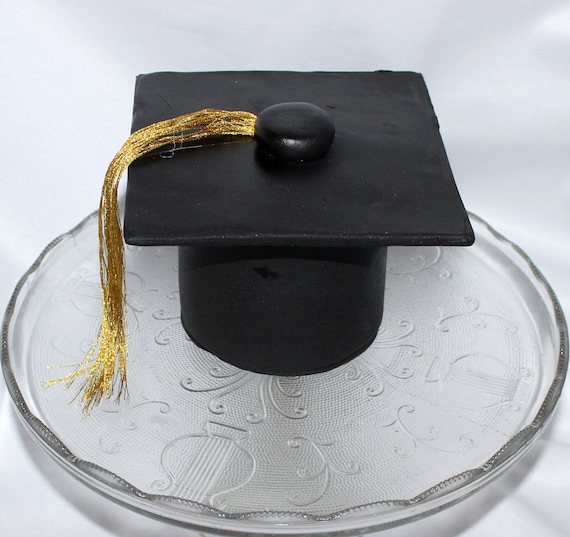 Graduation Cap & Diploma Cake Topper Set - Plastic Hat & Paper Scroll, Gold - View #7