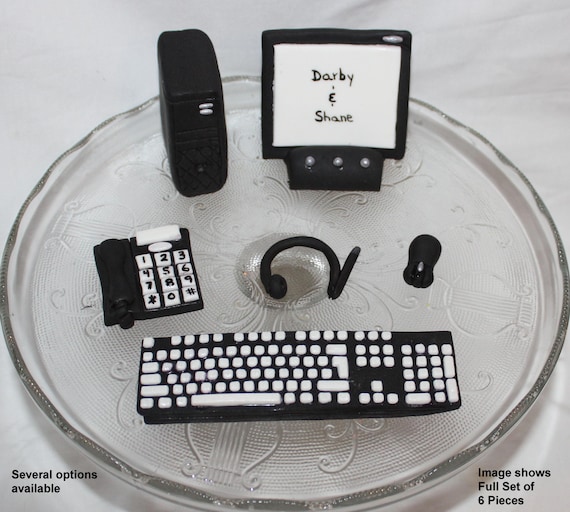 Fondant Computer Cake Topper, Programmer Birthday, Programmer Graduation, Tech Support Retirement