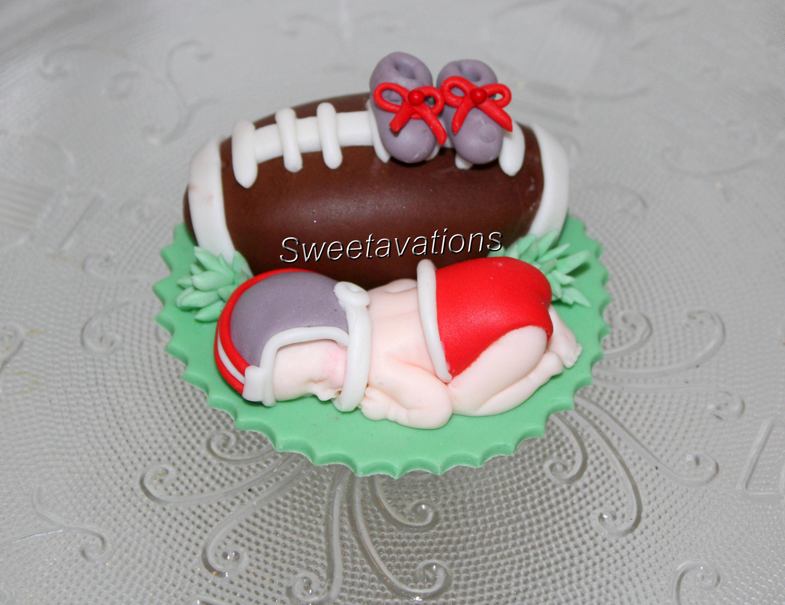 Fondant Baby Football Cake Topper Sports Theme Shower