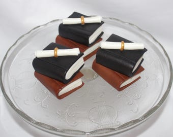 Fondant Graduation Cake Topper - Fondant Book - Book Cake Decoration - Grad Topper - Fondant Diploma - Graduation Cake - Graduation Party