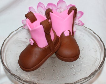 Fondant Cowgirl Boots Cake Topper - Fondant Baby Boots - Fondant Baby Shoes - Fondant Cowboy - Fondant Cowgirl - Baby Shower Cake