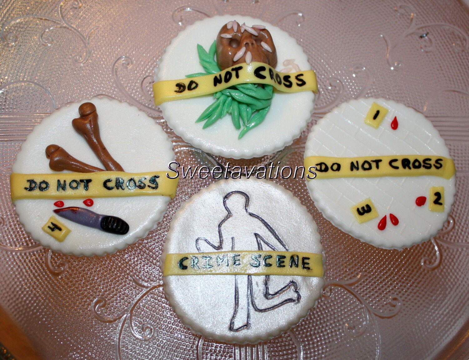 Fondant Crime Scene I Cupcake Toppers Qty 12 Crime Scene Etsy