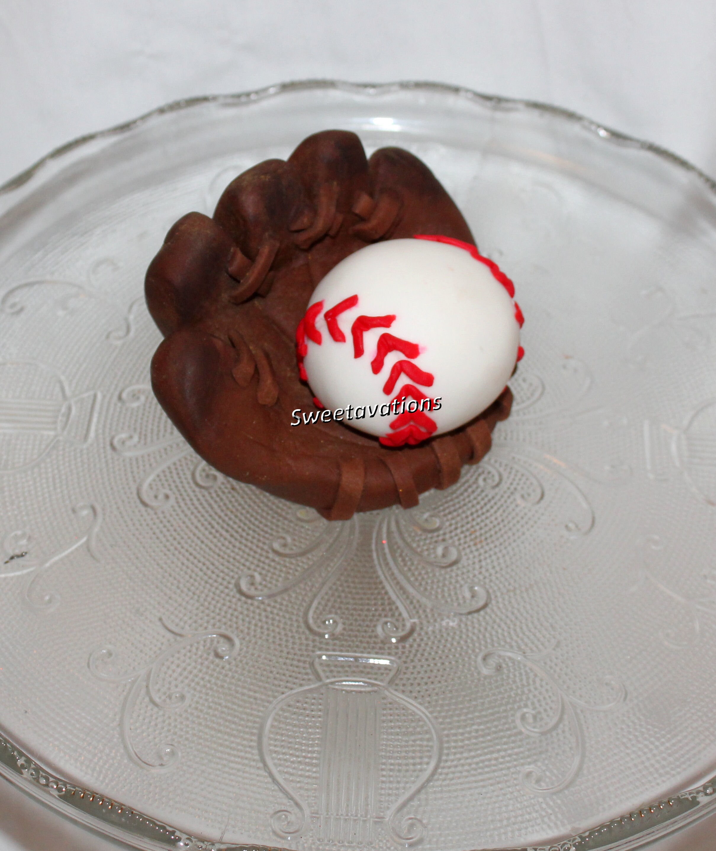 Fondant Baseball Glove Cake Topper Baseball Topper Fondant Etsy