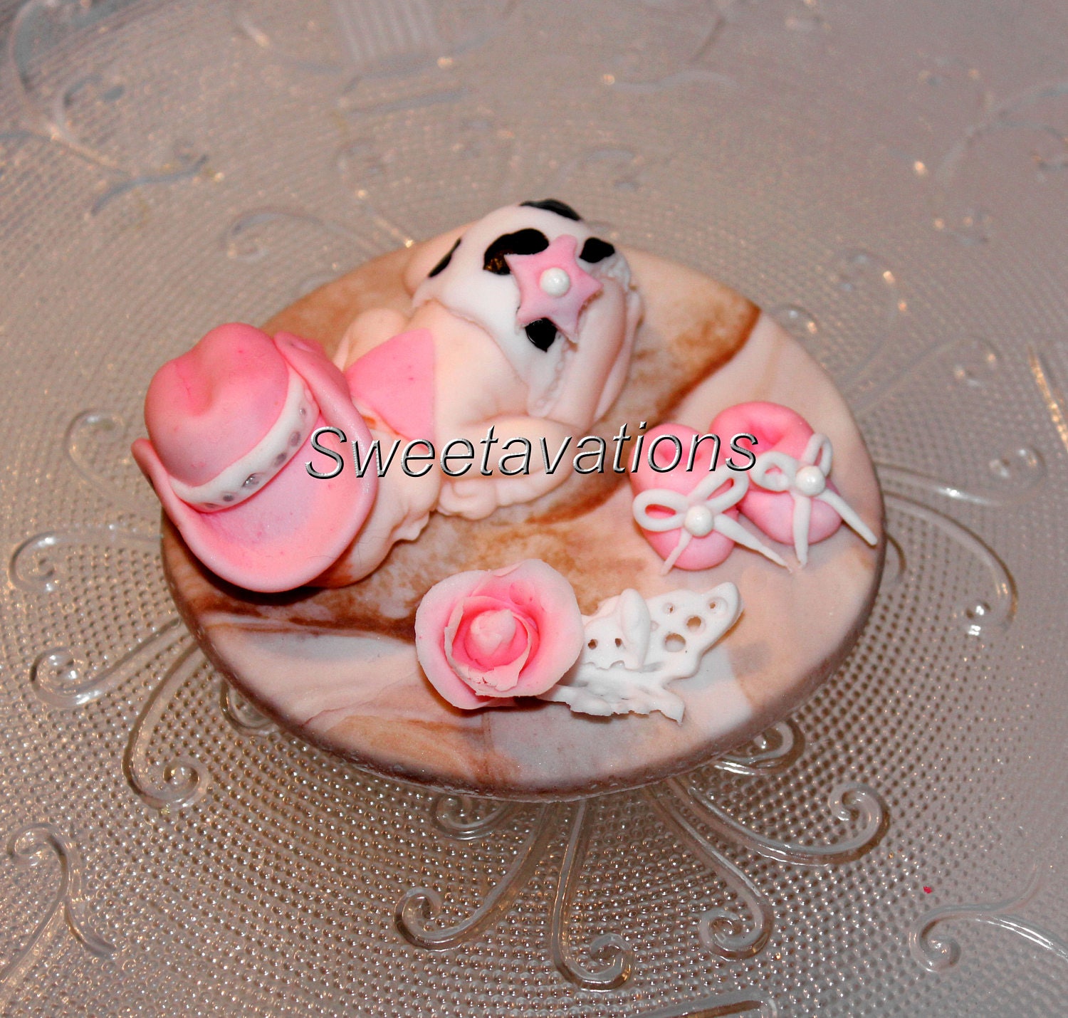 Fondant Cowgirl Baby Cake Topper Fondant Baby Cowgirl Baby