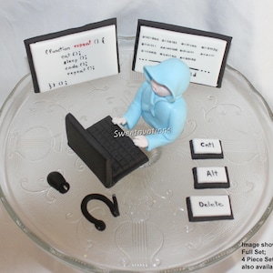 Fondant Computer Cake Topper - Fondant Programmer - Fondant Hacker - Fondant Laptop - Laptop Cake - Computer Cake - Computer Graduation