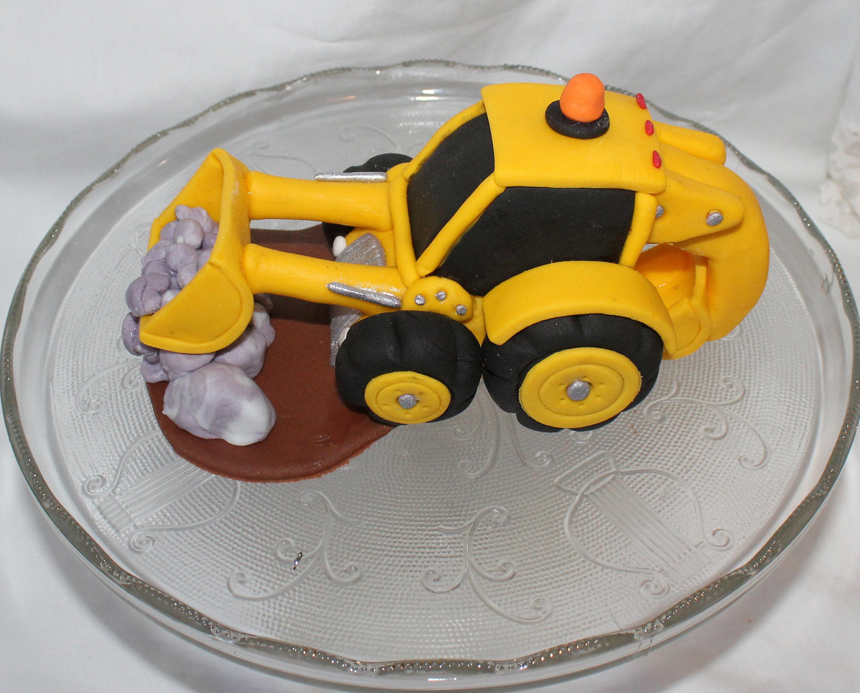 Backhoe Topper Fondant Backhoe Cake Topper, Construction Birthday, Dump Truck ...