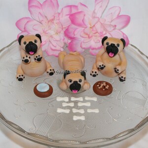 Fondant Dog Cake Topper - Fondant Pug - Pug Topper - Fondant Puppy - Dog Topper - Pug - Vet Topper - Dog Cake - Dog  Birthday - Pug Birthday