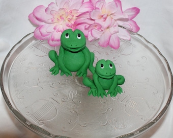 Fondant Frog Cake Topper - Frog Topper - Woodland Animal Topper - Fondant Woodland Animal - Mother Goose Cake - Frog Baby Shower - Frog