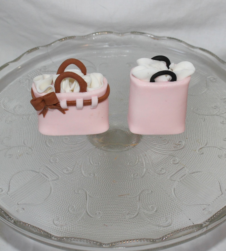 Fondant Shopping Bag Cake Topper Shopping Theme Fondant Etsy