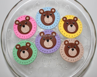 Fondant Teddy Bear Cupcake Topper, Bear Birthday, Woodland Animal Baby Shower, Gender Reveal Cupcakes
