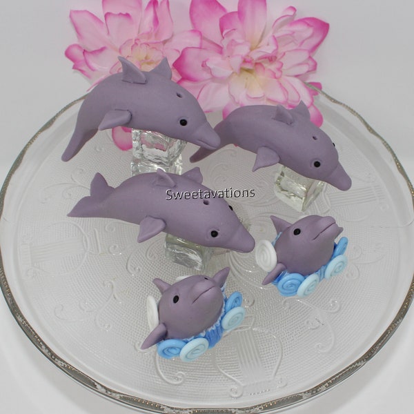 Fondant Dolphin Cake Topper - Dolphin Topper - Sea Creature Topper - Dolphin Birthday - Dolphin Shower - Under the Sea Theme - Mermaid Cake