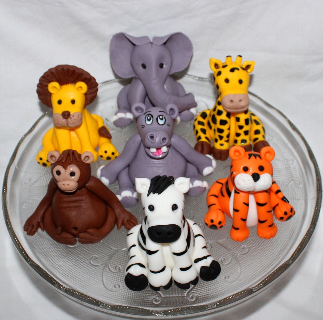 Fondant Jungle Animal Cake Topper Fondant Safari Animal Safari Animal Topper Fondant Elephant