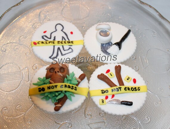 Fondant Crime Scene Cupcake Topper Police Cupcake Topper Etsy