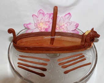 Fondant Viking Ship Cake Topper, Hand-Sculpted Viking, Medieval Birthday, Norse, Renaissance, Archeology, History Graduation