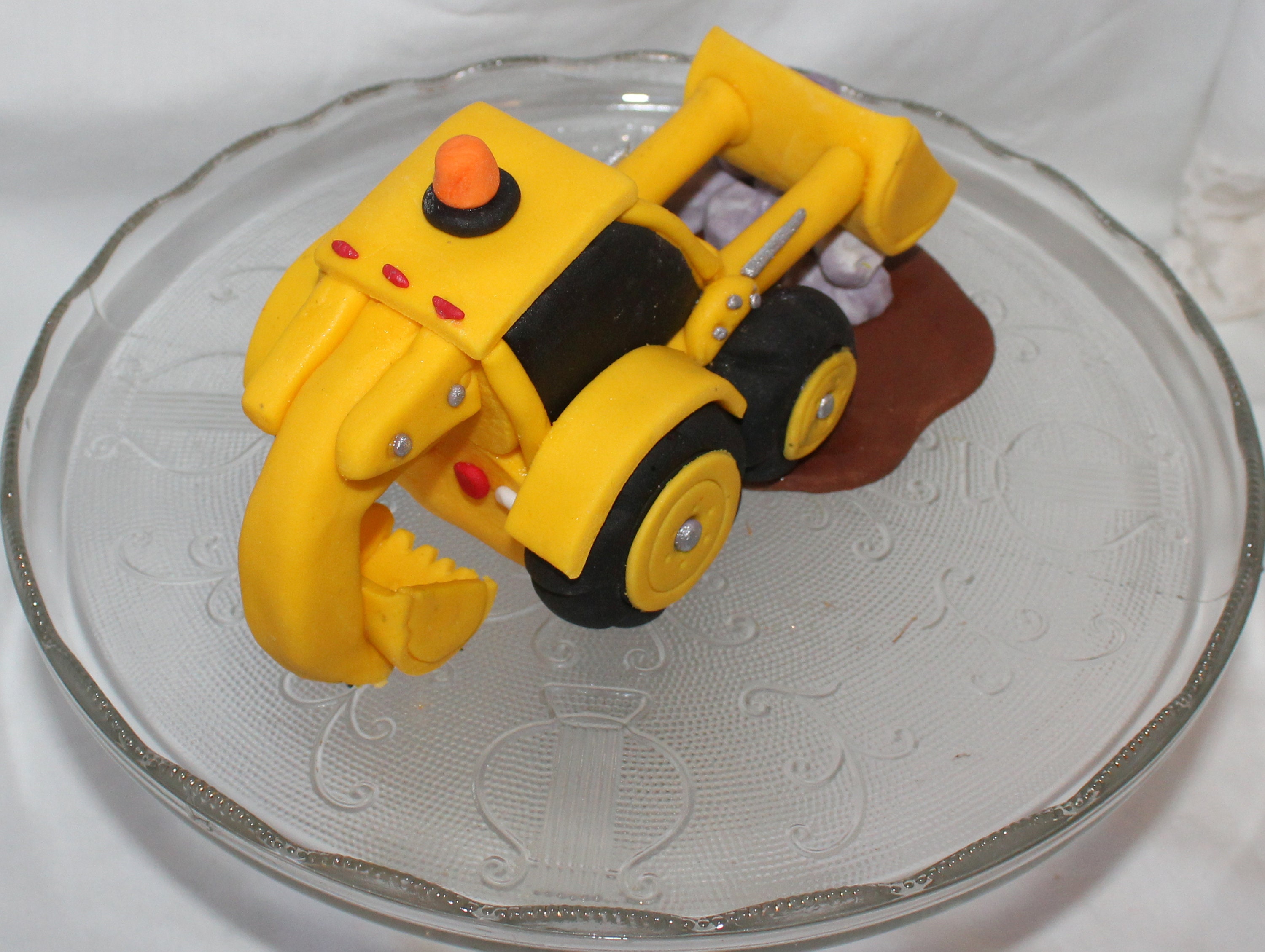 Backhoe Topper Fondant Backhoe Cake Topper, Construction Birthday, Dump Truck ...