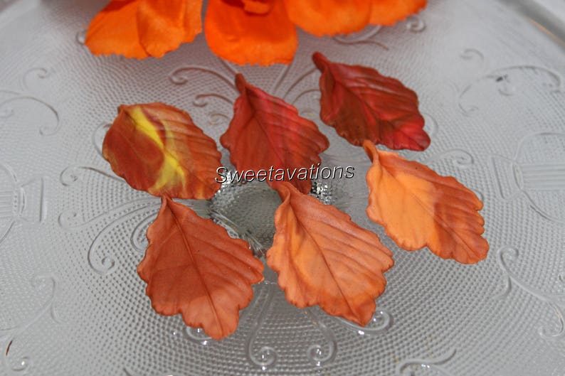 Fondant Fall Leaves Fondant Cupcake Topper Fondant Leaf Leaf Topper Sugar Flower Leaves Autumn Cake Fondant Leaves Cake Topper