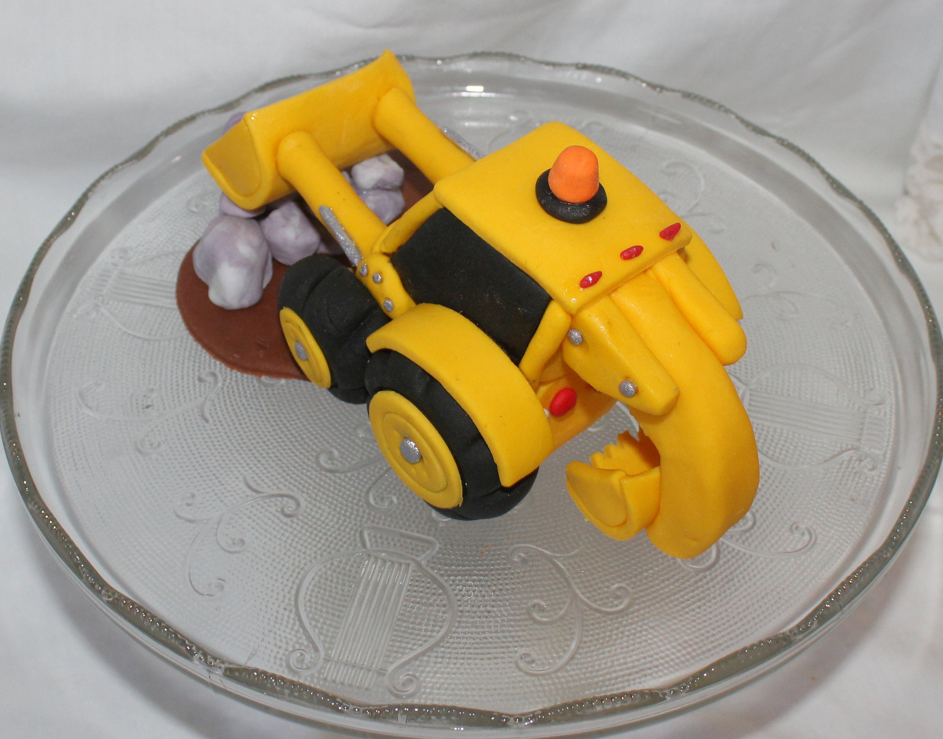 Backhoe Topper Fondant Backhoe Cake Topper, Construction Birthday, Dump Truck ...
