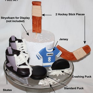 Fondant Hockey Cake Topper Hockey Topper Fondant Hockey Puck Fondant Hockey Stick Hockey Theme Sports Theme Hockey Birthday image 2