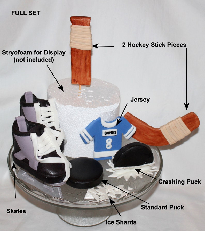 Fondant Hockey Cake Topper Hockey Topper Fondant Hockey Puck Fondant Hockey Stick Hockey Theme Sports Theme Hockey Birthday image 2