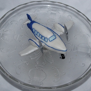 Fondant Airplane Cake Topper - Fondant Plane  - Fondant Jet - Airplane Cake - Bon Voyage Cake - Pilot Cake Topper - Twin Engine Plane Topper