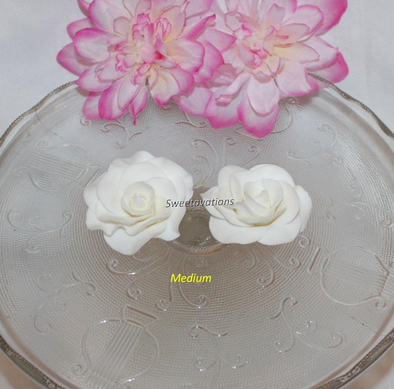 Fondant Rose Cake Topper Rose Topper Sugar Flower Rose Etsy