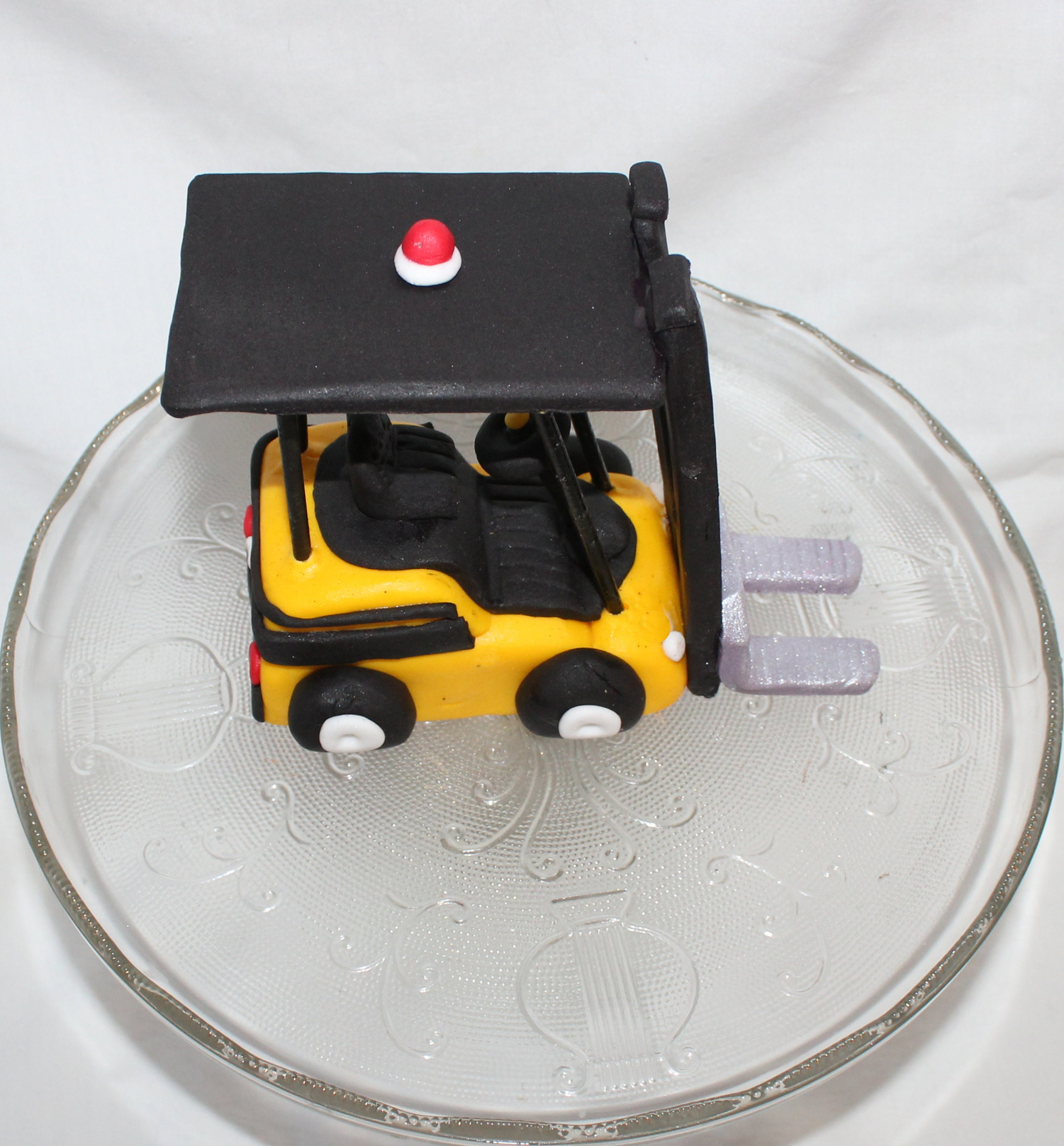 Backhoe Topper Fondant Forklift Cake Topper, Construction Birthday, Dump Truck ...