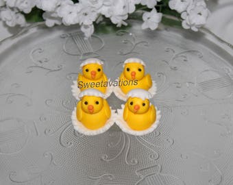 Fondant Hatching Chick Cake Topper - Fondant Chick - Farm Animal Topper - Chick Topper - Hatching Baby Chick - Hatching Chick Topper