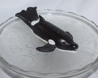 Fondant Whale Cake Topper, Hand-Sculpted Orca, Sea Creature Birthday, Ocean Baby Shower