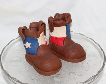 Fondant Cowboy Boots Cake Topper - Fondant Baby Boots - Fondant Baby Shoes - Fondant Cowboy - Cowgirl Boots Topper - Cowboy Theme Cake