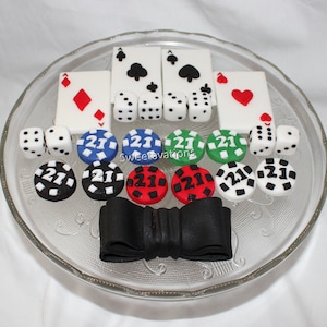 Fondant Casino Cake Topper - Casino Cake Topper - Fondant Poker - Poker Cake Topper - Fondant Poker Chips - Casino Theme - Casino Birthday