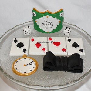 Fondant Casino Cake Topper - Casino Cake Topper - Fondant Poker - Poker Cake Topper - Fondant Poker Chips - Casino Theme - Casino Birthday