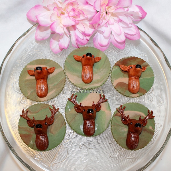 Fondant Deer Cupcake Topper - Deer Topper - Fondant Deer - Woodland Animal Topper - Hunting Cake Topper - Hunting Birthday - Hunter Birthday