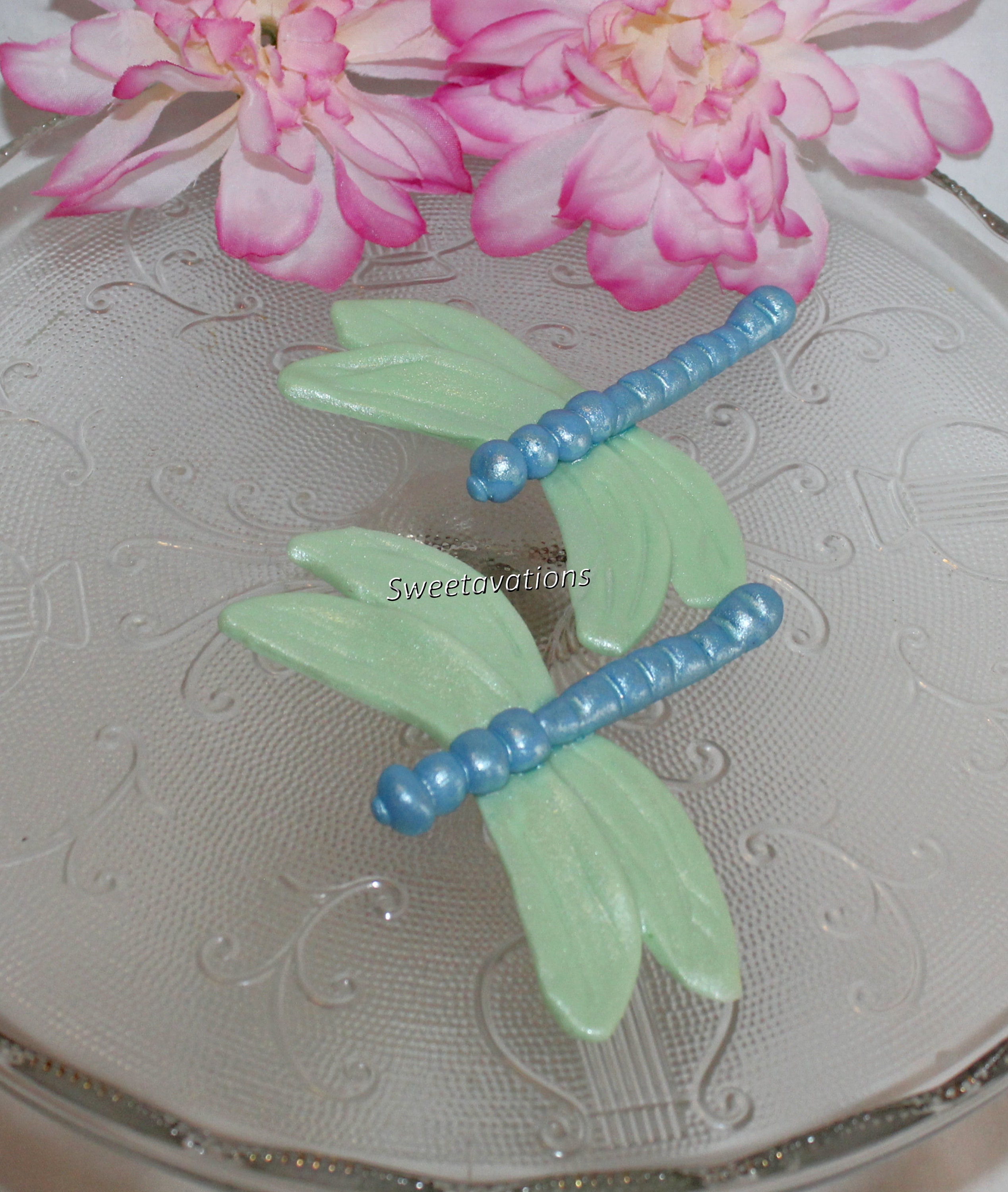 Fondant Dragonfly Cake Topper Dragonfly Topper Fondant Etsy