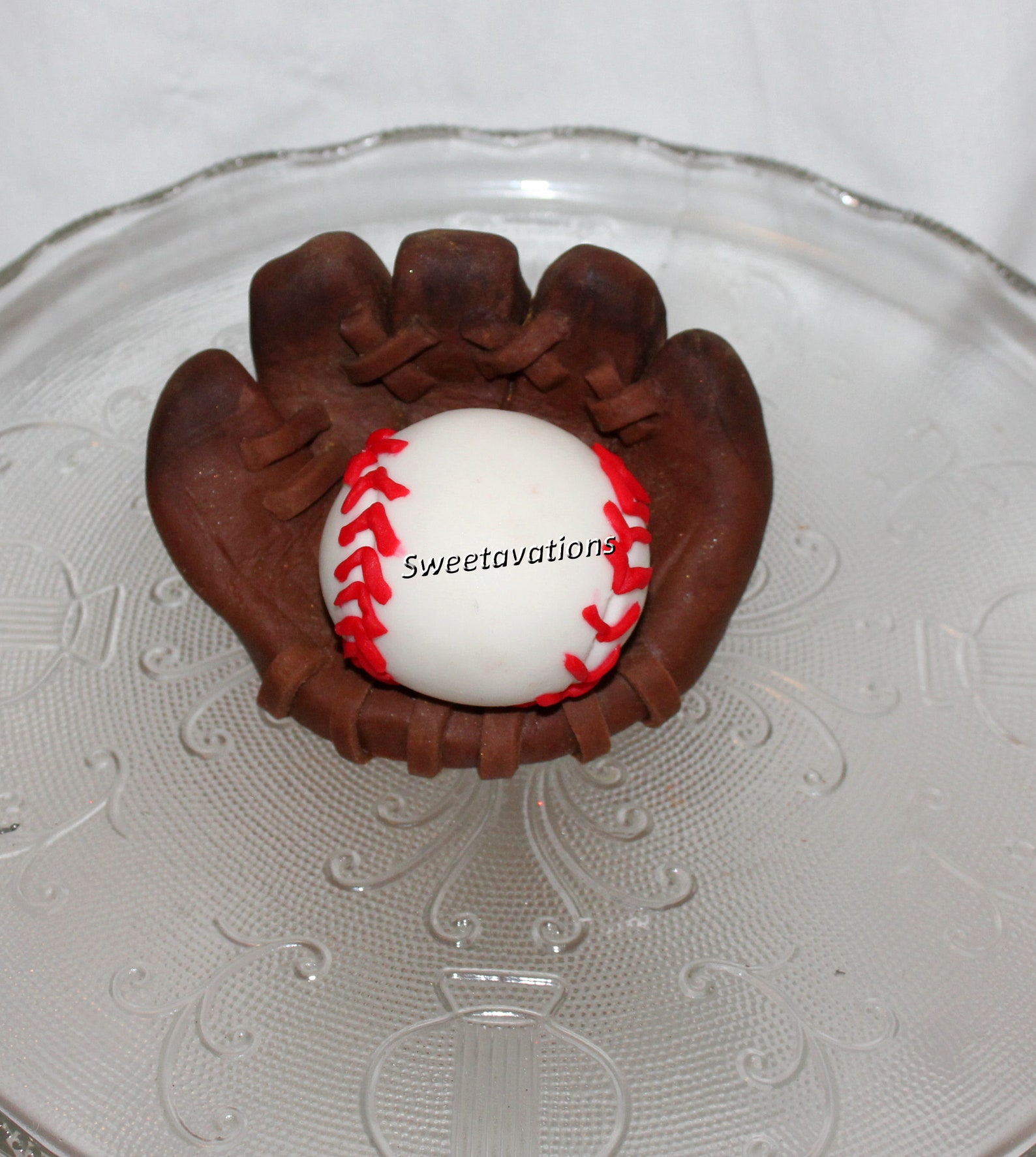 Fondant Baseball Glove Cake Topper Baseball Topper Fondant Etsy