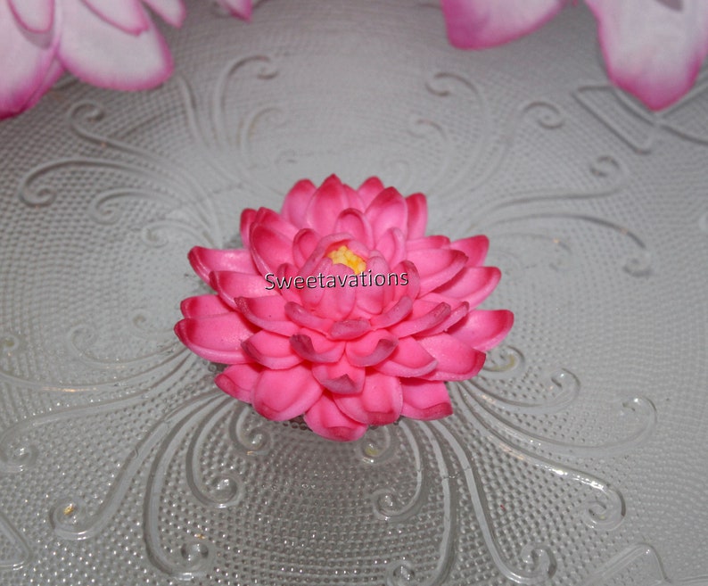 Sugar Flower Lotus Cake Topper Lotus Topper Fondant Lotus Fondant Lily Pad Fondant Flower Fondant Water Lily Water Lily Topper image 3