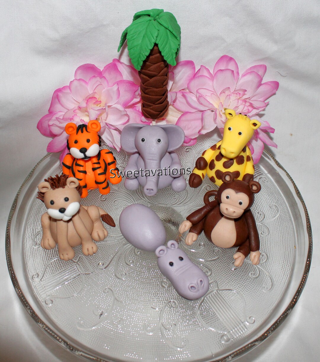 Fondant Jungle Animal Cake Topper Set Fondant Safari Animal Fondant