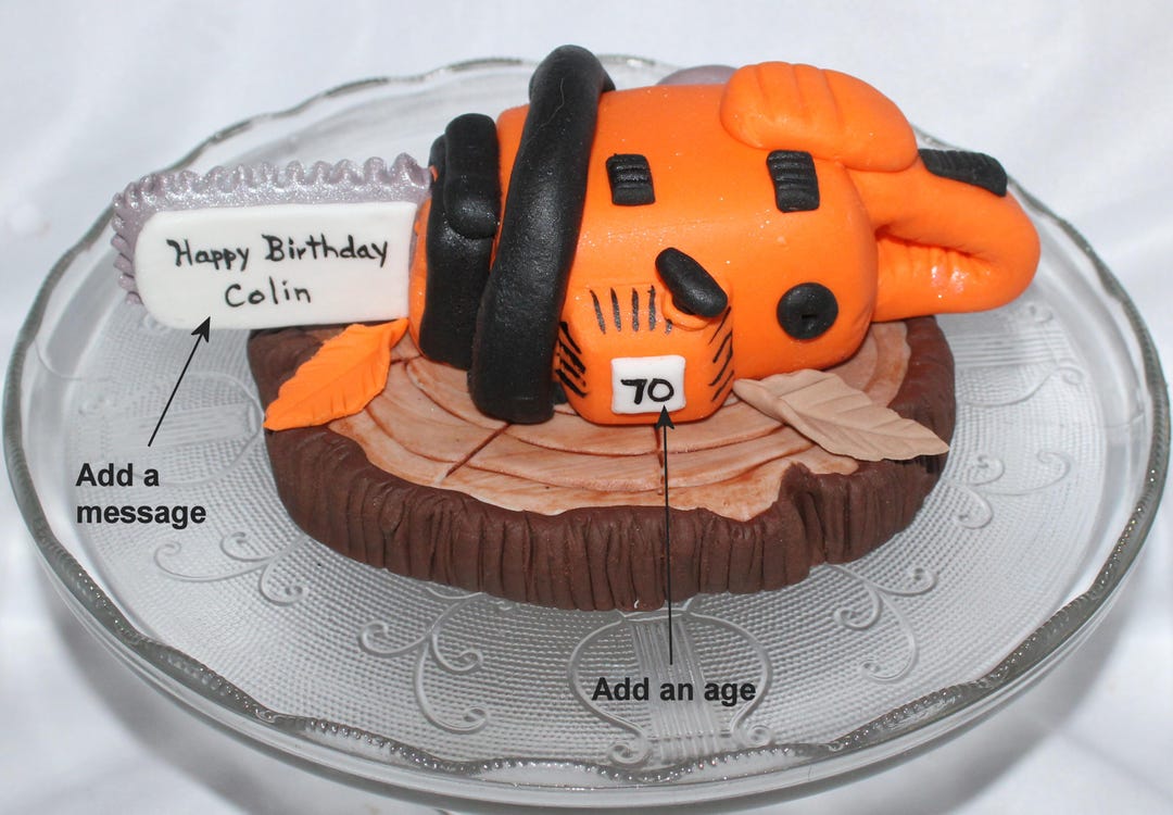 Fondant Chainsaw Cake Topper, Lumberjack Birthday, Construction