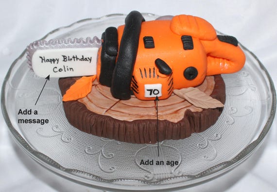 Fondant Chainsaw Cake Topper, Lumberjack Birthday, Construction