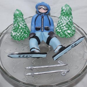 Fondant Skier Cake Topper - Skier Topper - Fondant Skiing - Skiing Birthday - Skiing Cake - Fondant Snowboarding - Skier Cake Decoration