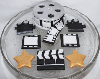 Fondant Movie Cake Topper - Movie Producer Cake Topper - Director Cake Topper - Fondant Clapboard - Movie Production Cake - Movie Theme
