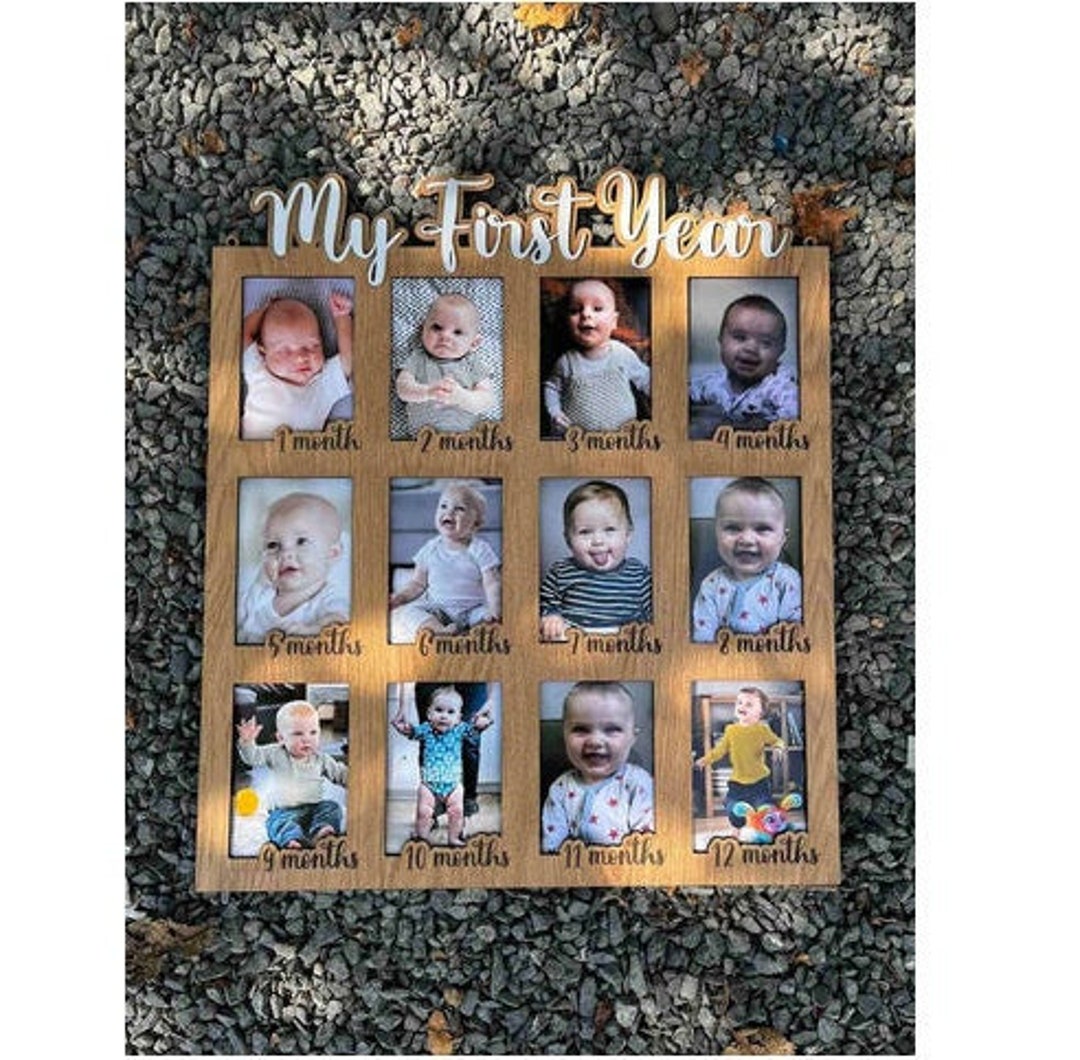 Personalized First Year Baby Photo Frame 12 Months New Born Etsy