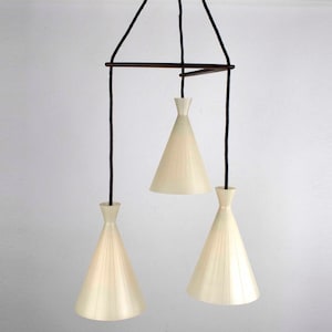 1960s Vintage Philips Hanging Lamp Boomerang Suspension Teak Glass Mid Century