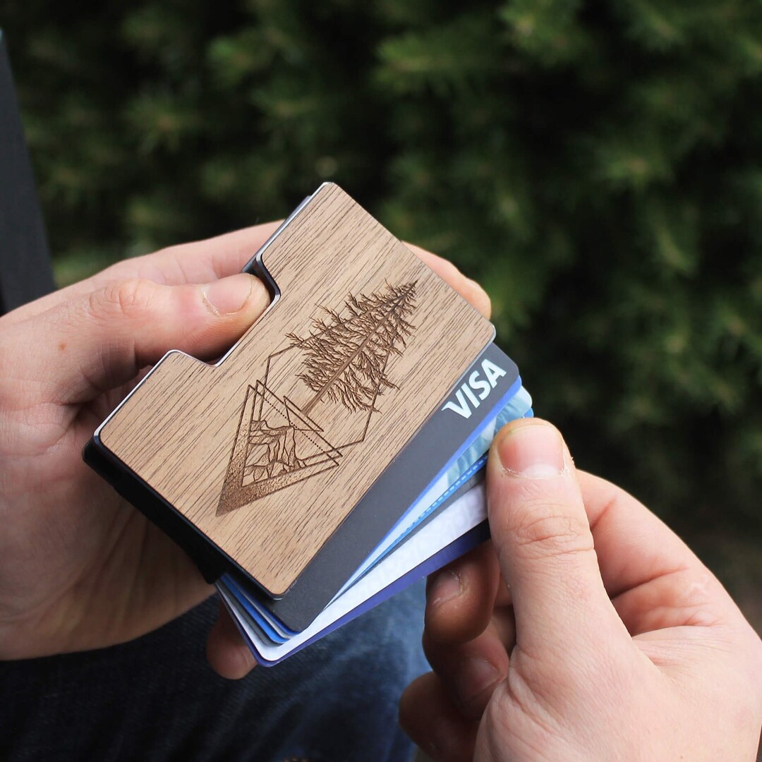 Picea - Wooden Credit Card Holder Wallet With Money Clip and