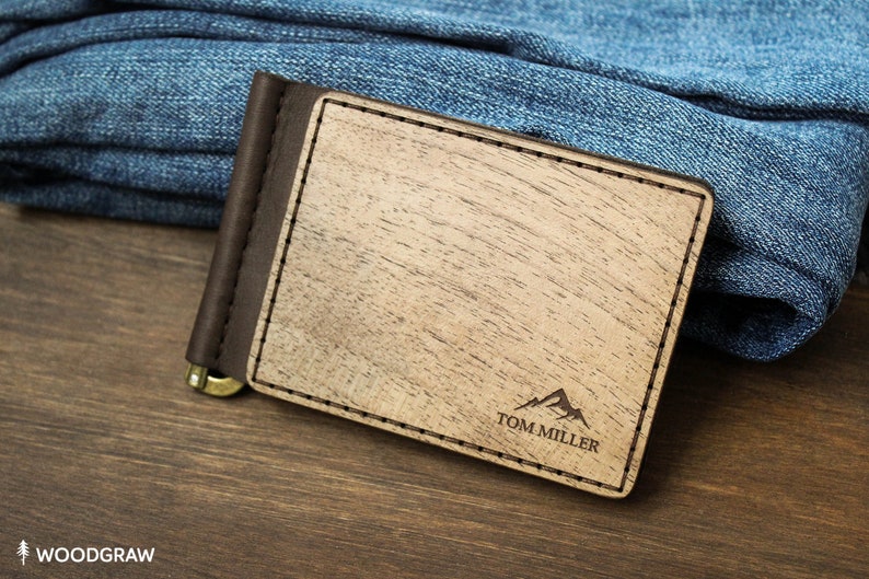 Custom Personalized Money Clip Wallet for Men Wood Engraved | Etsy
