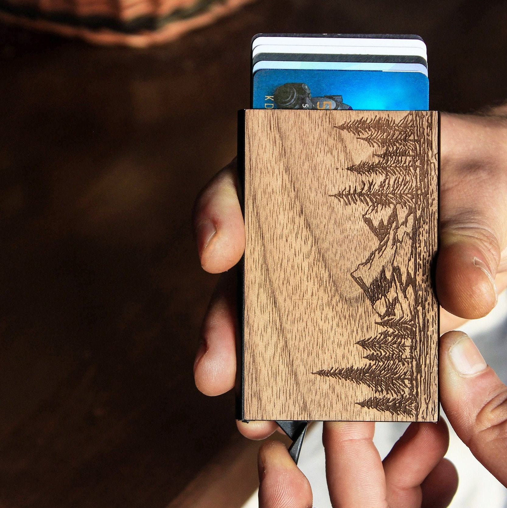 Wooden Credit Card Holder With RFID Protection – Rosewood, Handmade & Slim