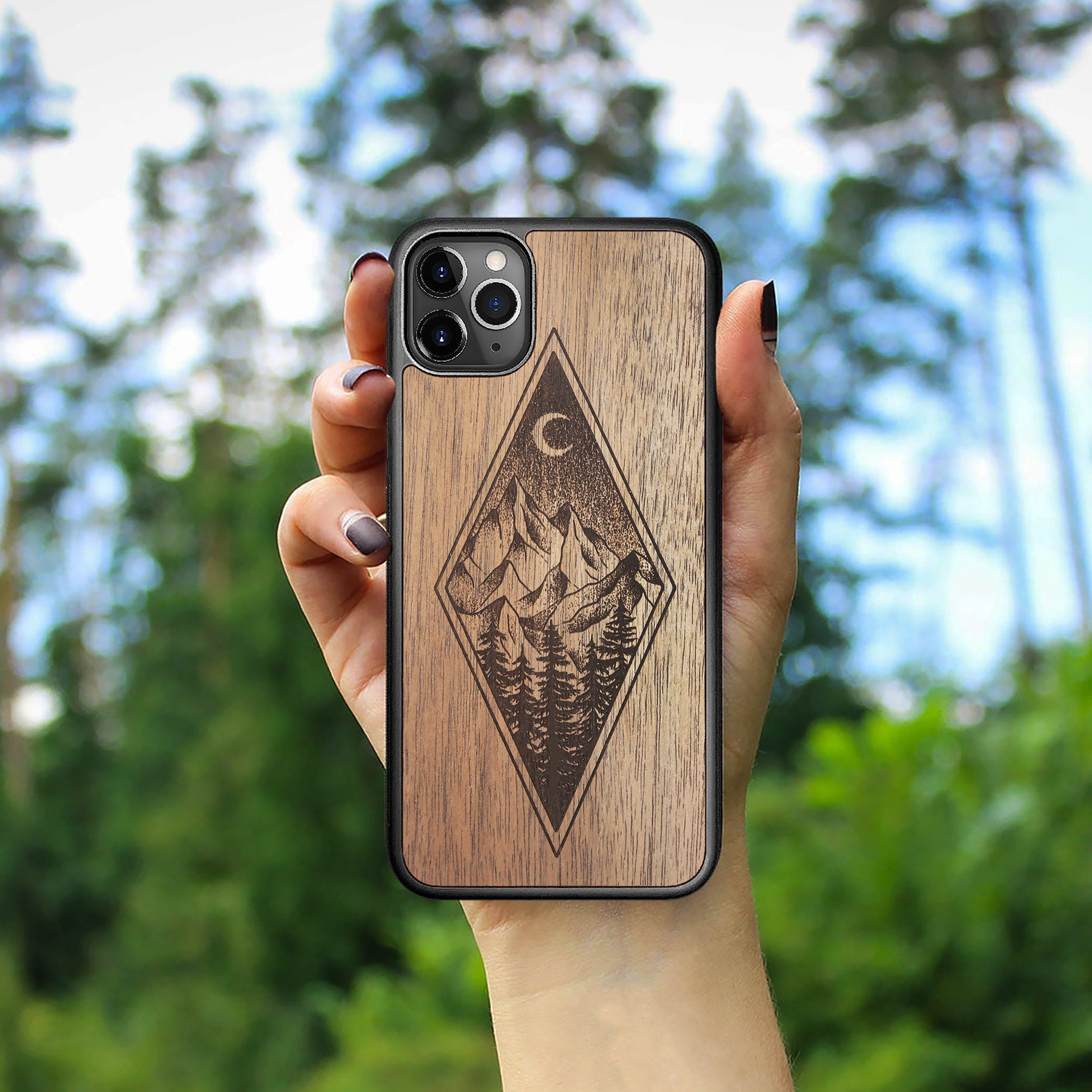 Mountain Wooden Iphone Case For Iphone 12 Pro Max 12 Mini Etsy